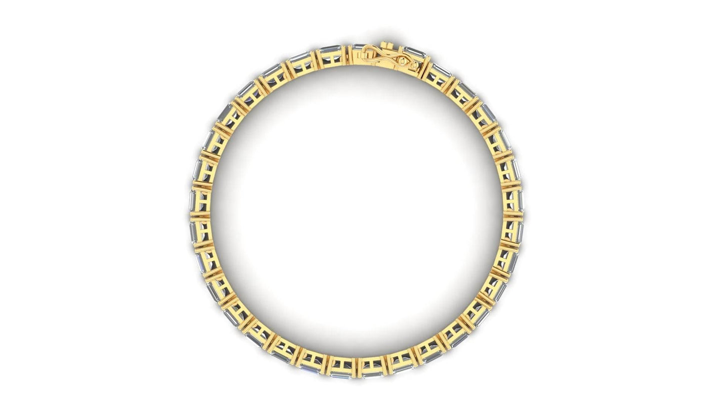 Zeba Lab Grown Emerald Cut Diamonds Tennis Bracelet in Gold - Jewelslane