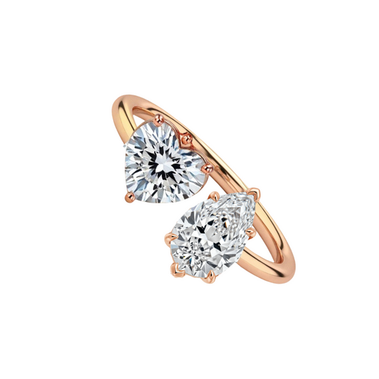 Zuni Pear Shape and Hear Shape Lab Diamond Solitaire Ring - Jewelslane