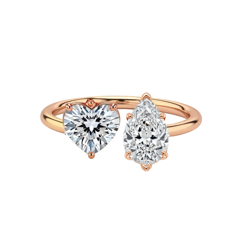 Zuni Pear Shape and Hear Shape Lab Diamond Solitaire Ring - Jewelslane