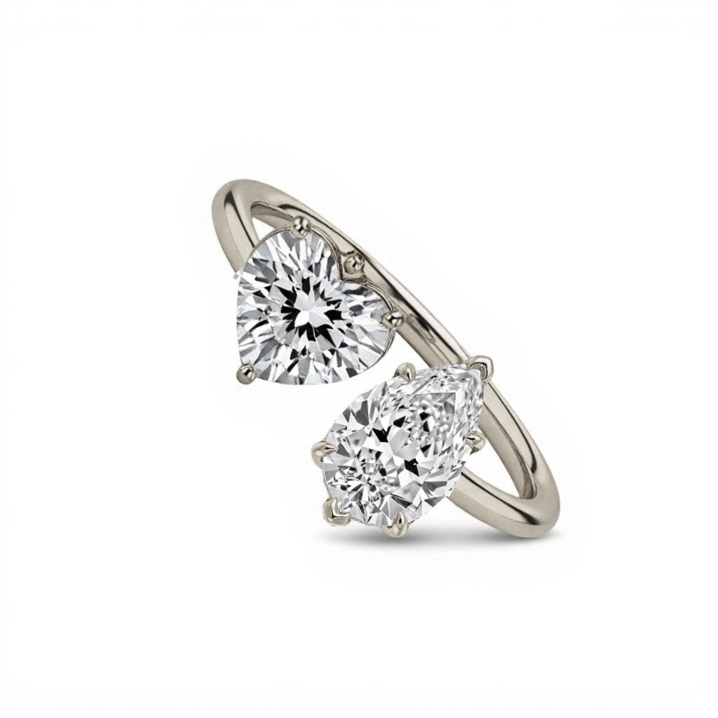 Zuni Pear Shape and Hear Shape Lab Diamond Solitaire Ring - Jewelslane