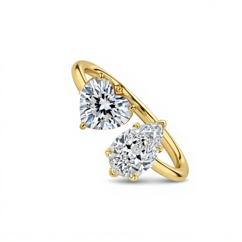 Zuni Pear Shape and Hear Shape Lab Diamond Solitaire Ring - Jewelslane