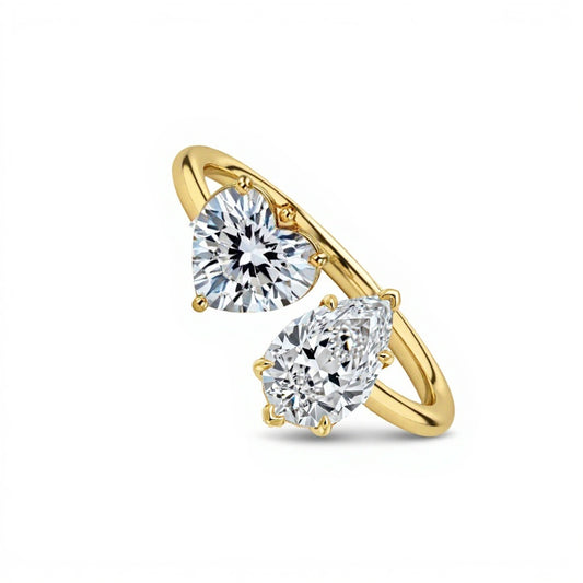 Zuni Pear Shape and Hear Shape Lab Diamond Solitaire Ring - Jewelslane