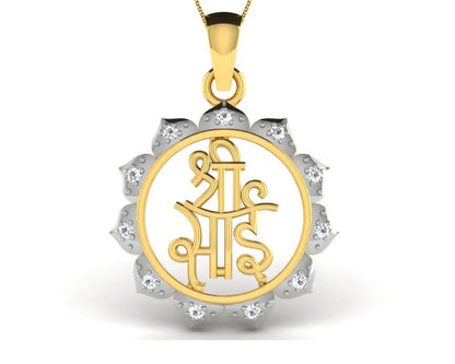 Auspicious Shri Sai Pendant in Gold studded with diamonds - Jewelslane