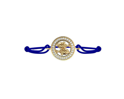 Pisces Bracelet in 14kt Gold with Diamonds On Size Adjustable Nylon Thread - Jewelslane