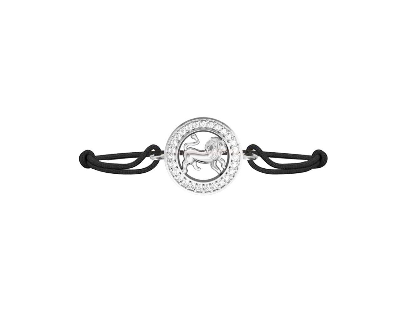 Leo Bracelet in Silver with 27 Diamonds on Nylon Thread - Jewelslane