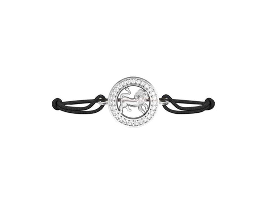Leo Bracelet in Silver with 27 Diamonds on Nylon Thread - Jewelslane