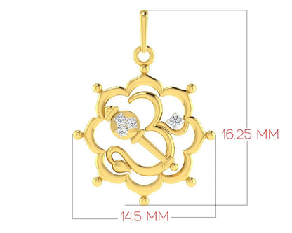 Propitious Om with Mace pendant in gold & diamonds - Jewelslane