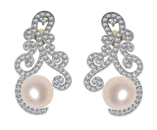 Alluring Pearl & Diamond designer Earrings - Jewelslane
