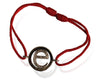 Alphabet e Bracelet with Diamonds in silver on size adjustable nylon thread - Jewelslane