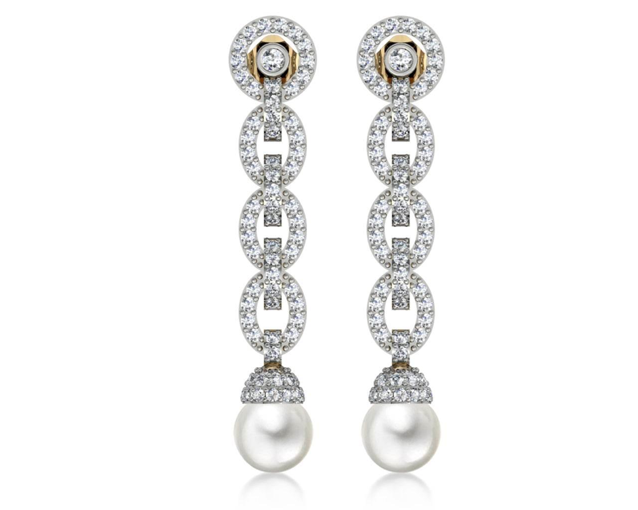 Andrea Pearl Diamond Danglers - Jewelslane