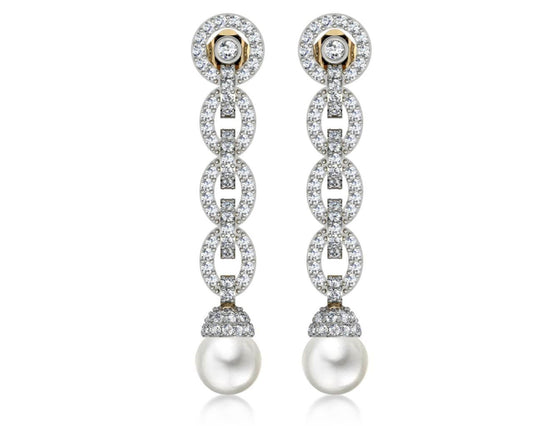 Andrea Pearl Diamond Danglers - Jewelslane