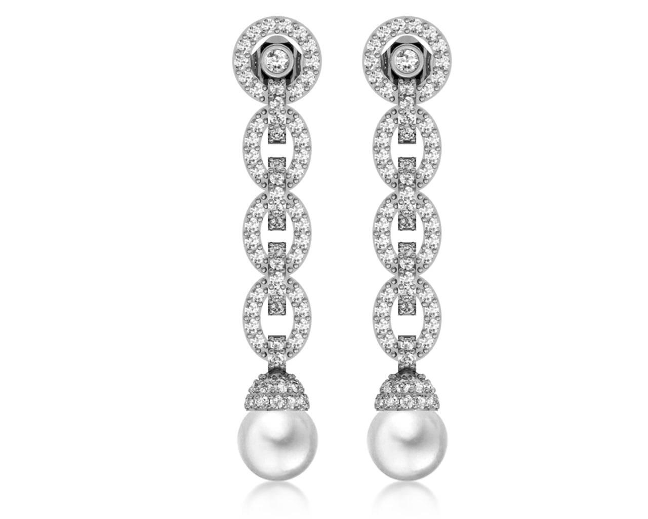 Andrea Pearl Diamond Danglers - Jewelslane
