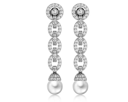 Andrea Pearl Diamond Danglers - Jewelslane