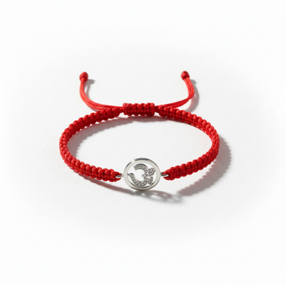 Aum Bracelet in Silver with Diamonds on Nylon Braided Thread from Aumkaara - Jewelslane