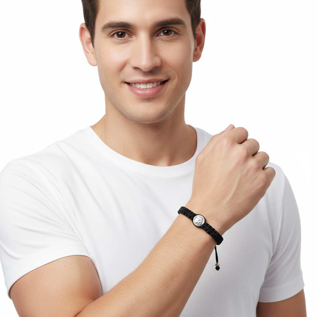 Aum Bracelet with Single Diamond Bead - Jewelslane