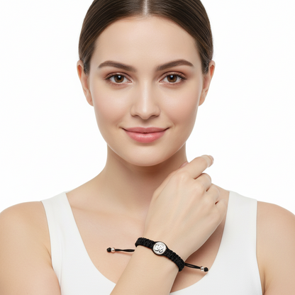 Aum Bracelet with Single Diamond Bead - Jewelslane