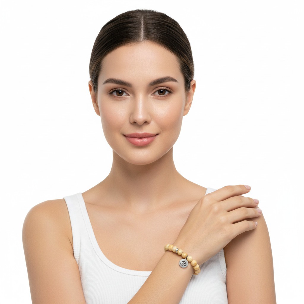 Aumkaara Harmony bracelet with Orange agate in silver - Jewelsane