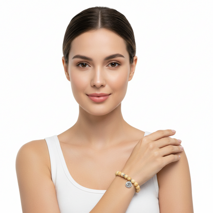 Aumkaara Harmony bracelet with Orange agate in silver - Jewelsane