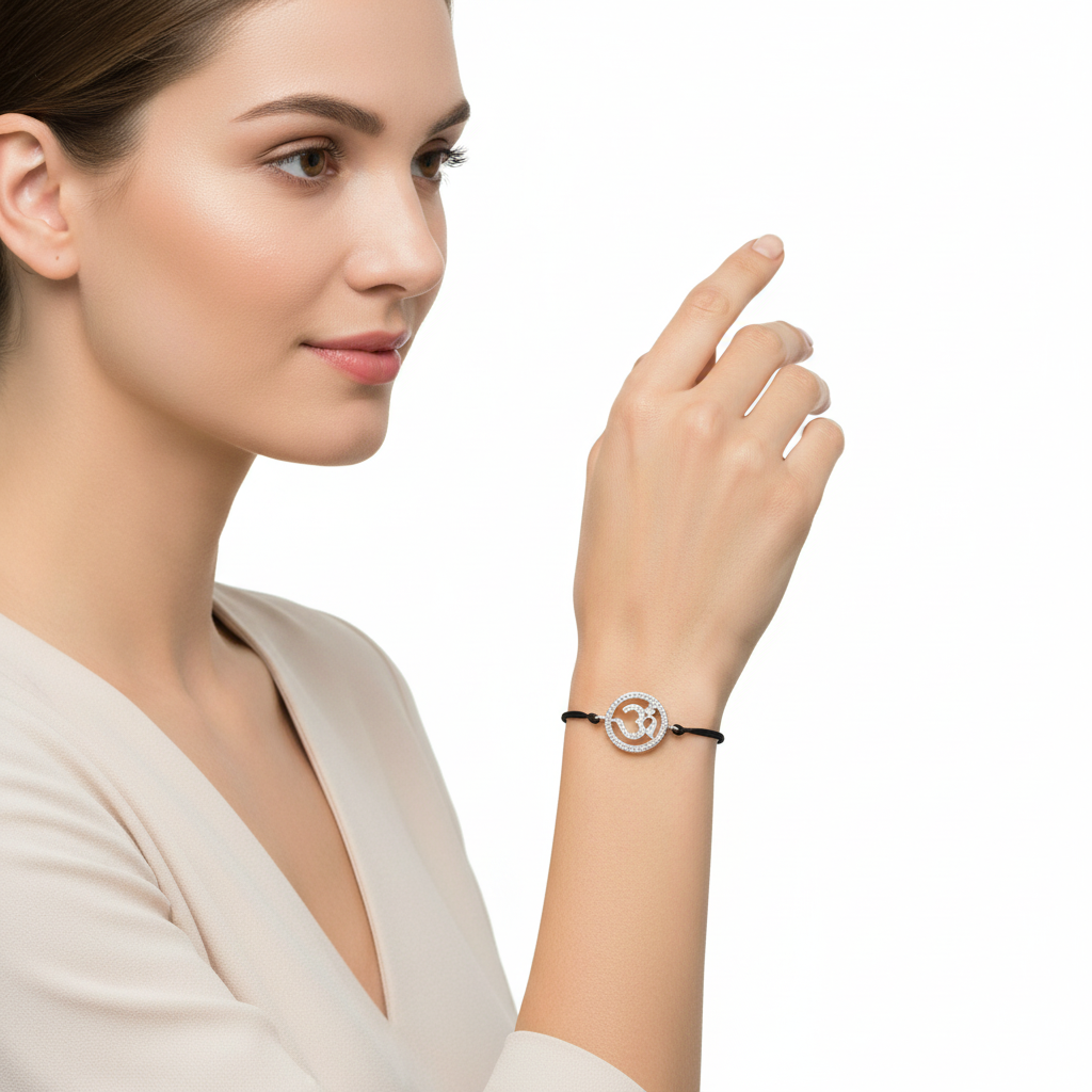 Aumkaara Om Bracelet with Diamond - jewelslane
