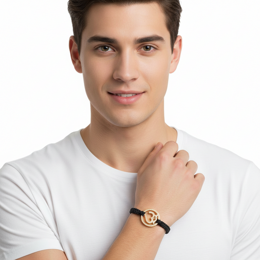 Aumkaara full diamond Om Bracelet in Silver 20mm size - Jewelslane