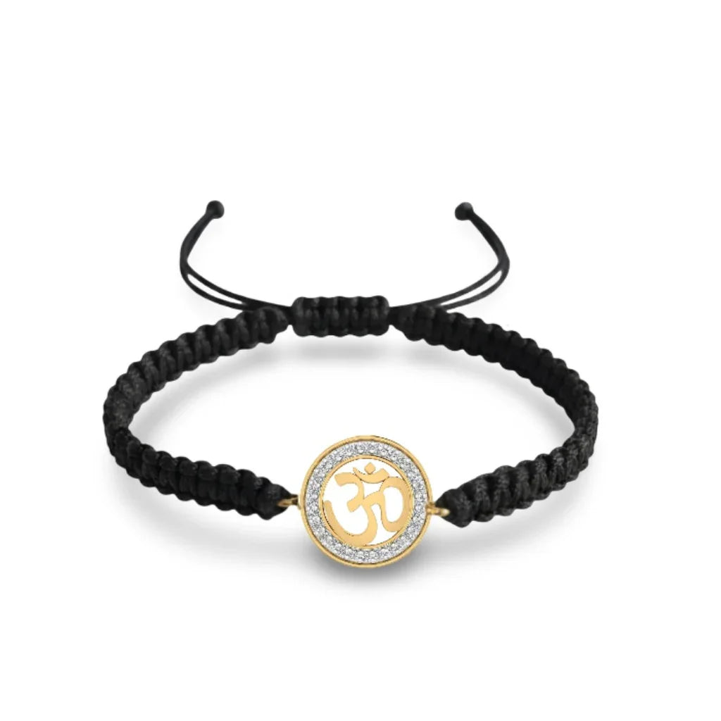 Auspicious Aum Bracelet in gold with diamonds - Jewelslane