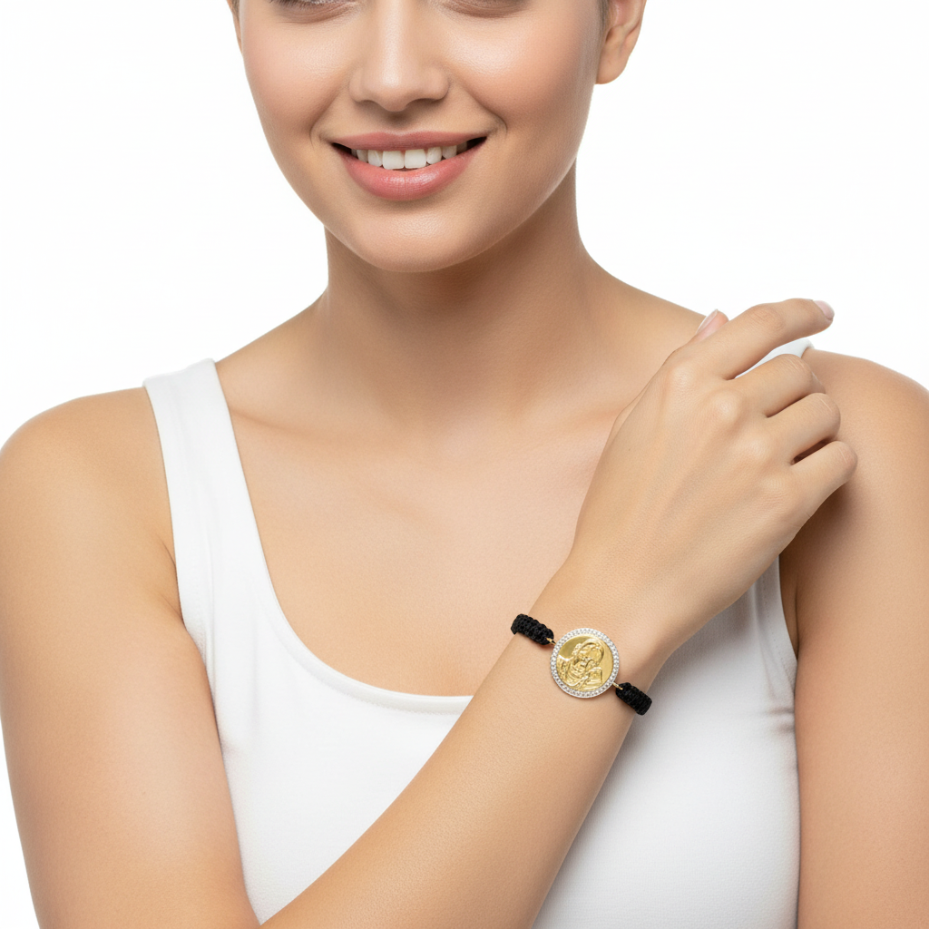 Auspicious Guruji Swaroop bracelet in gold with diamonds - jewelslane