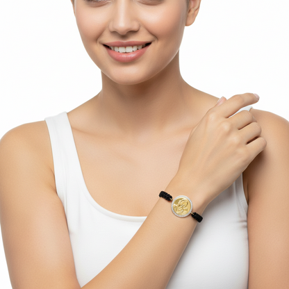 Auspicious Guruji Swaroop bracelet in gold with diamonds - jewelslane