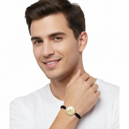 Auspicious Guruji Swaroop bracelet in gold with diamonds - Jewelslane