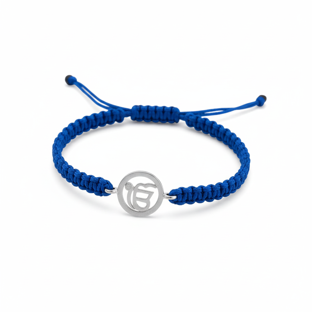 Auspicious Ik onkaar bracelet in Silver with a Diamond - Jewelslane