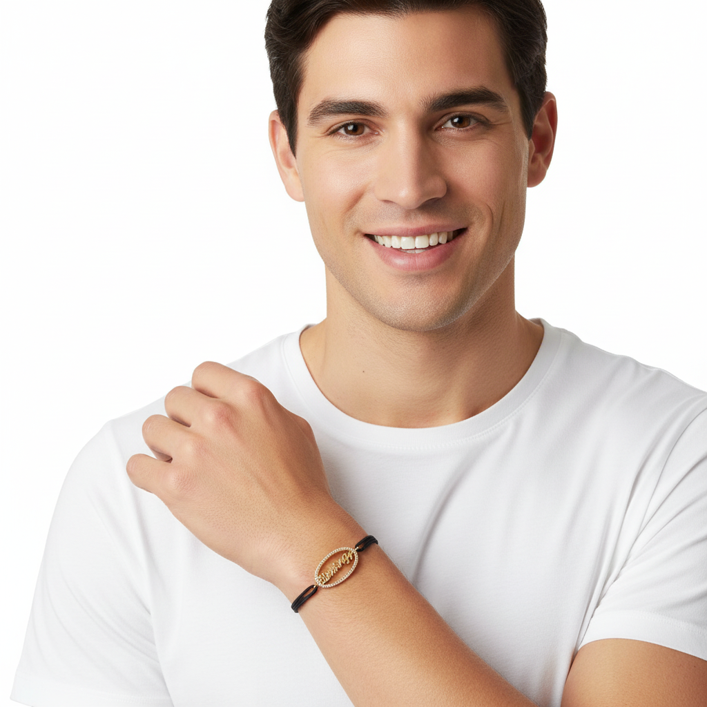 Auspicious Jai guru ji blessings bracelet with diamonds - jewelslane