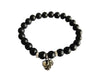 Black onyx Bracelet with Heart charm for men - Jewelslane