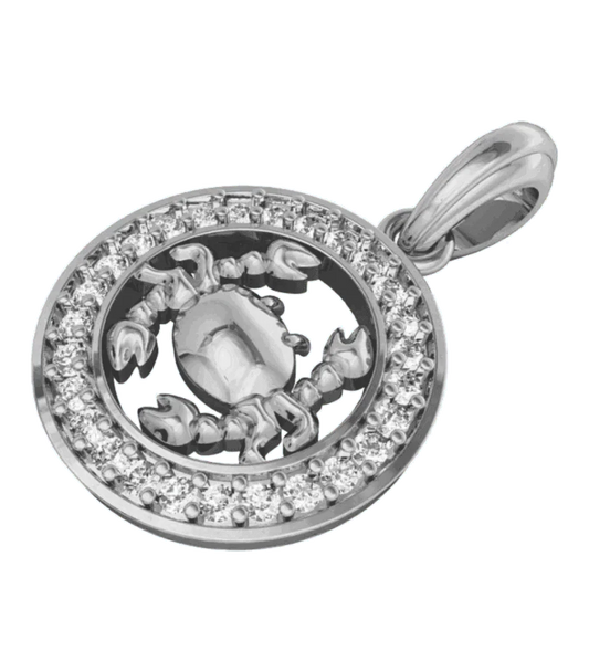 Cancer Charm in Silver with 27 Diamonds - Jewelslane