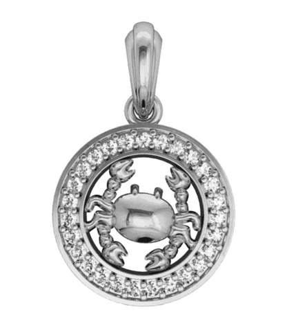 Cancer Charm in Silver with 27 Diamonds - Jewelslane