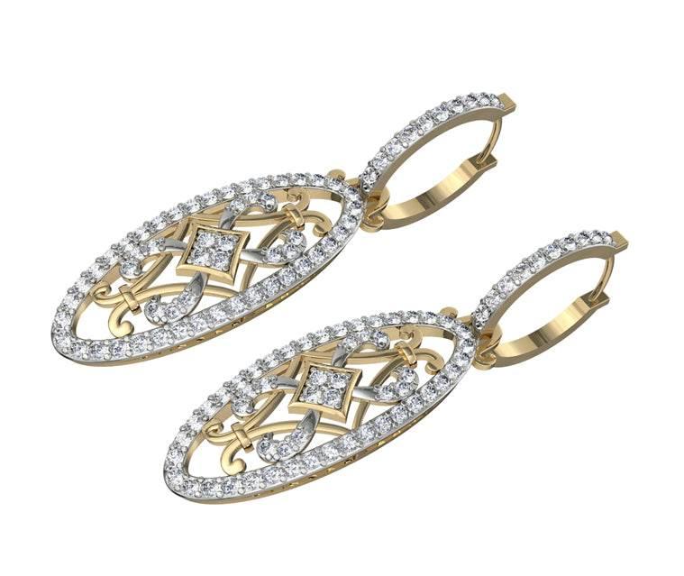 Captivating Trendy Diamond danglers on Hoops - Jewelslane