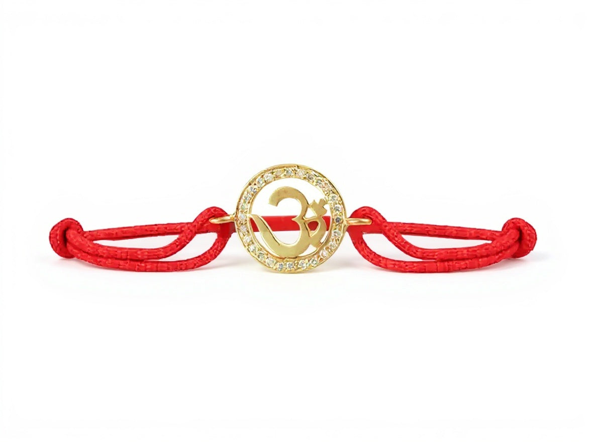 Om Border Diamond Bracelet in Gold