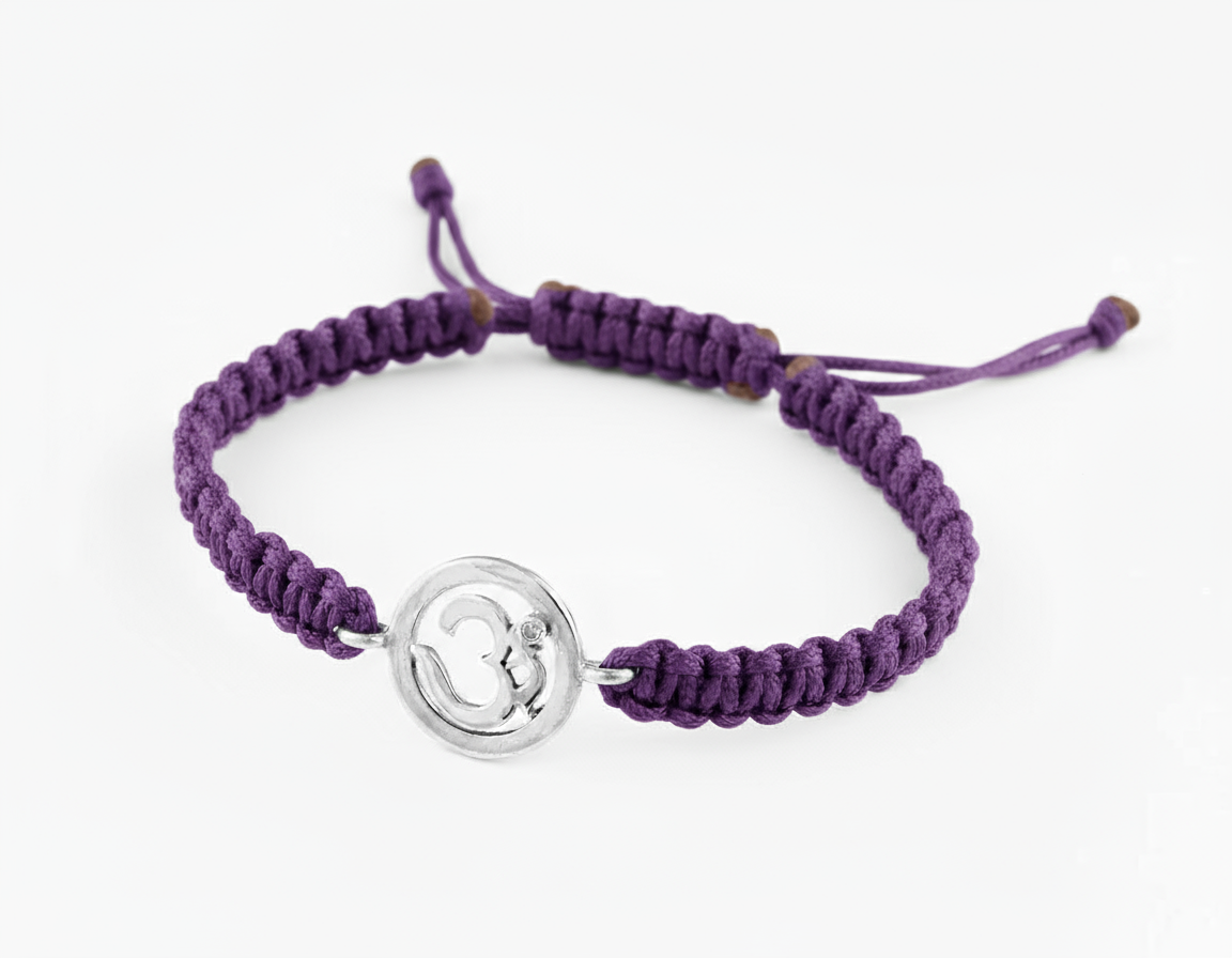 Om Single Diamond Bracelet Silver - Jewelslane