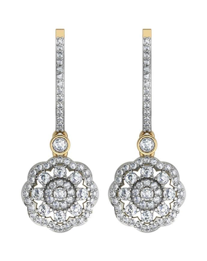 Delicate Diamond Danglers on Hoops - Jewelslane