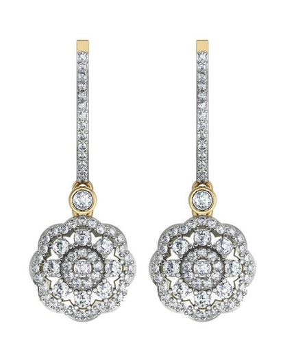 Delicate Diamond Danglers on Hoops - Jewelslane