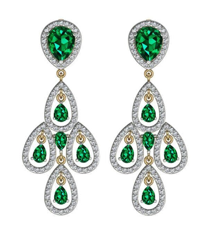 Delicate Emerald Diamond Danglers - Jewelslane