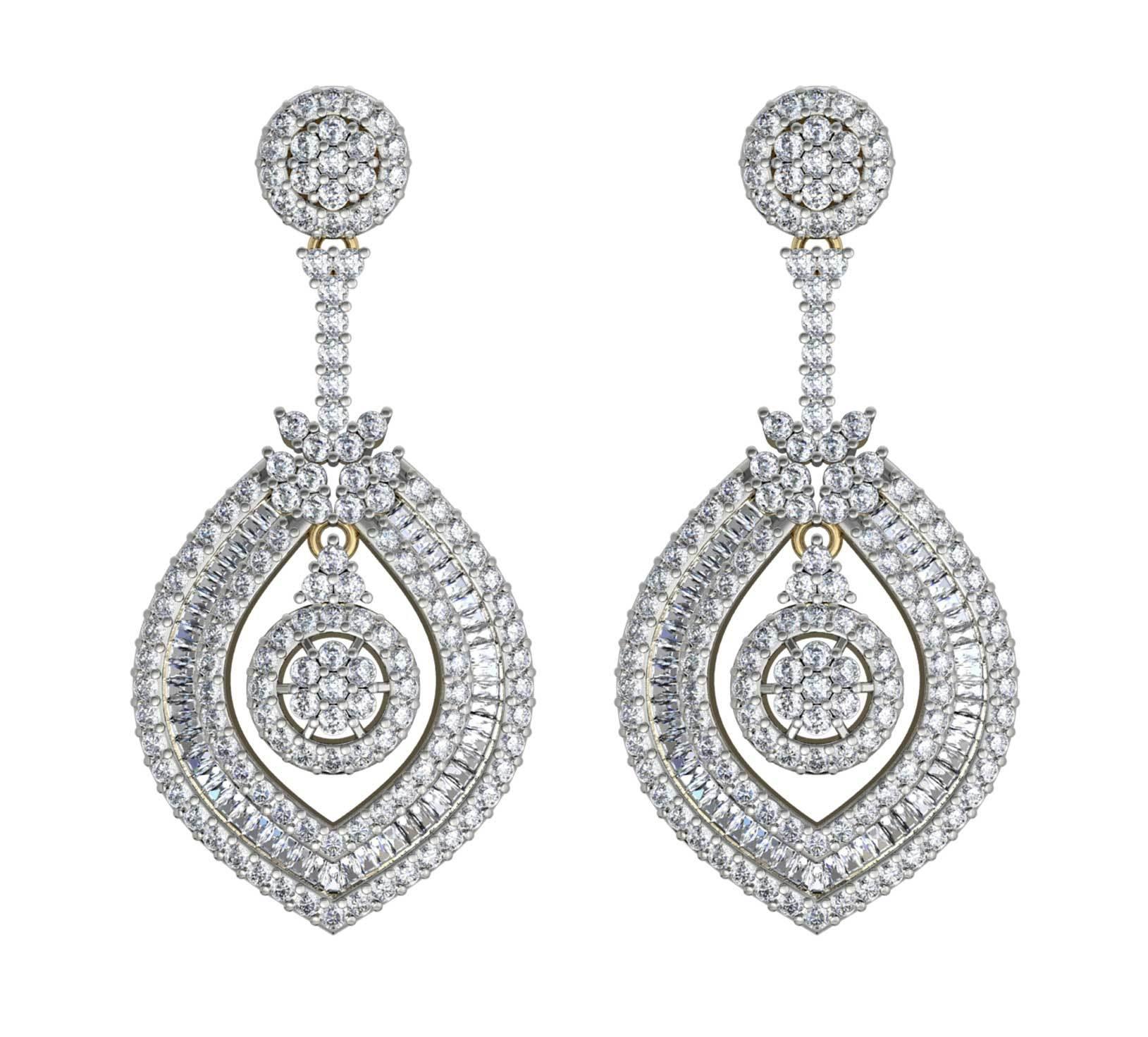 Diamond Danglers with Baguettes - Jewelslane