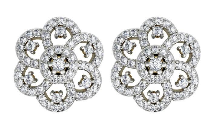 Diamond Floral Cluster Eartops - Jewelslane