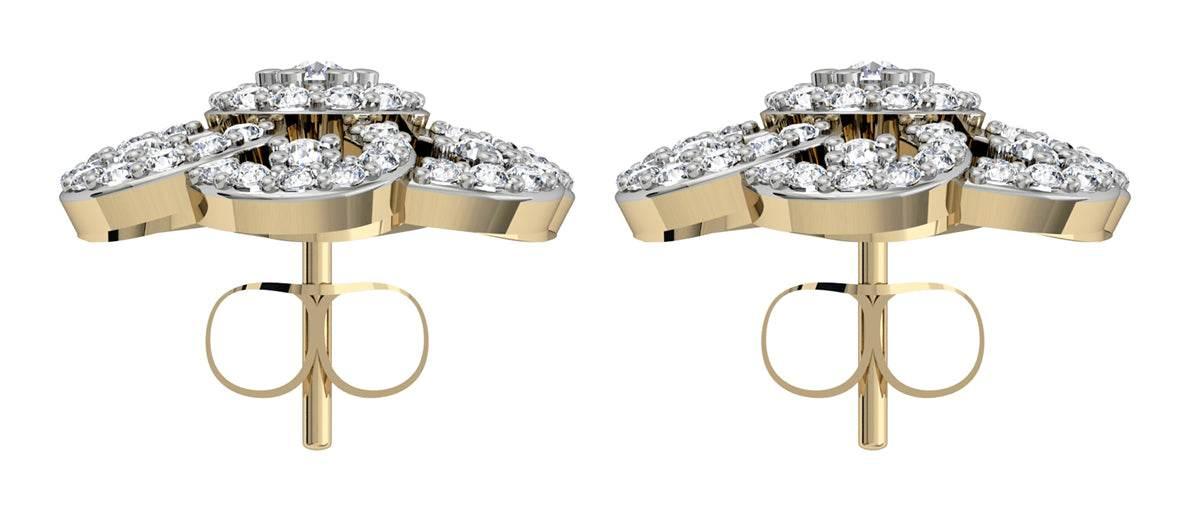 Diamond Floral Cluster Eartops - Jewelslane