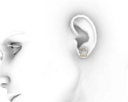 Diamond Flower Earstuds - Jewelslane