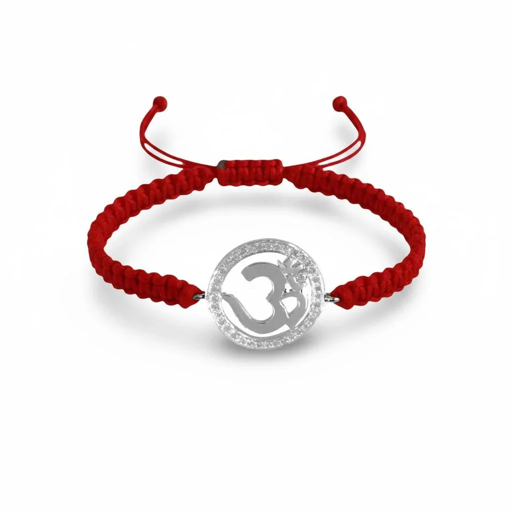 Diamond Studded Elegant Om Bracelet in 92.5 Silver - Jewelslane