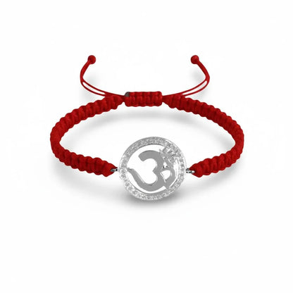 Diamond Studded Elegant Om Bracelet in 92.5 Silver - Jewelslane