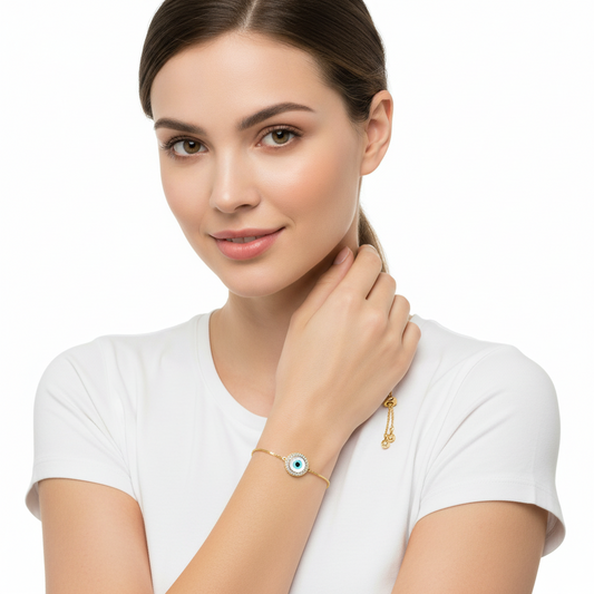 Distinctive New Evil Eye bracelet in gold  - Jewelslane