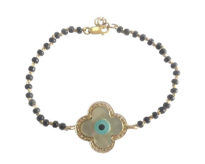 New Evil Eye Bracelet on mangalsutra chain in gold - Jewelslane