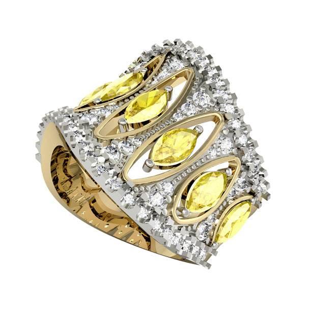 Elegant yellow sapphires & diamond Cocktail Band - Jewelslane