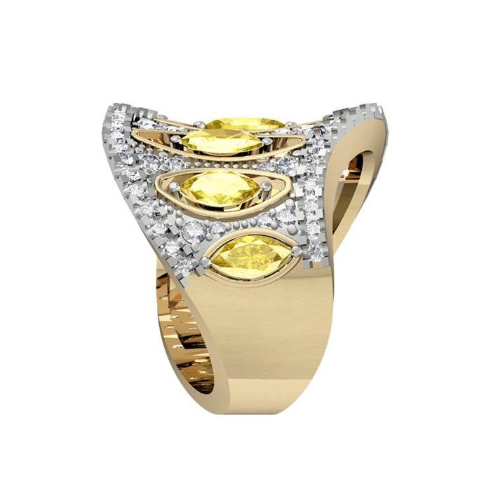 Elegant yellow sapphires & diamond Cocktail Band - Jewelslane