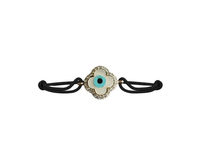 Evil Eye Clover Charm Bracelet in 14k Gold - Jewelslane